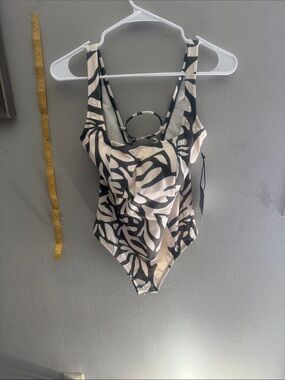 Swims One-Piece Swimsuit in Black and Cream Abstract Print
